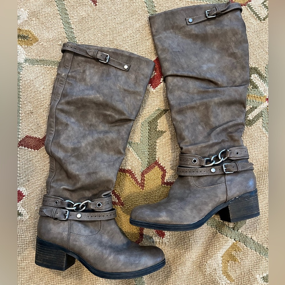Carlos by Carlos Santana Taupe Knee High Boots 11M